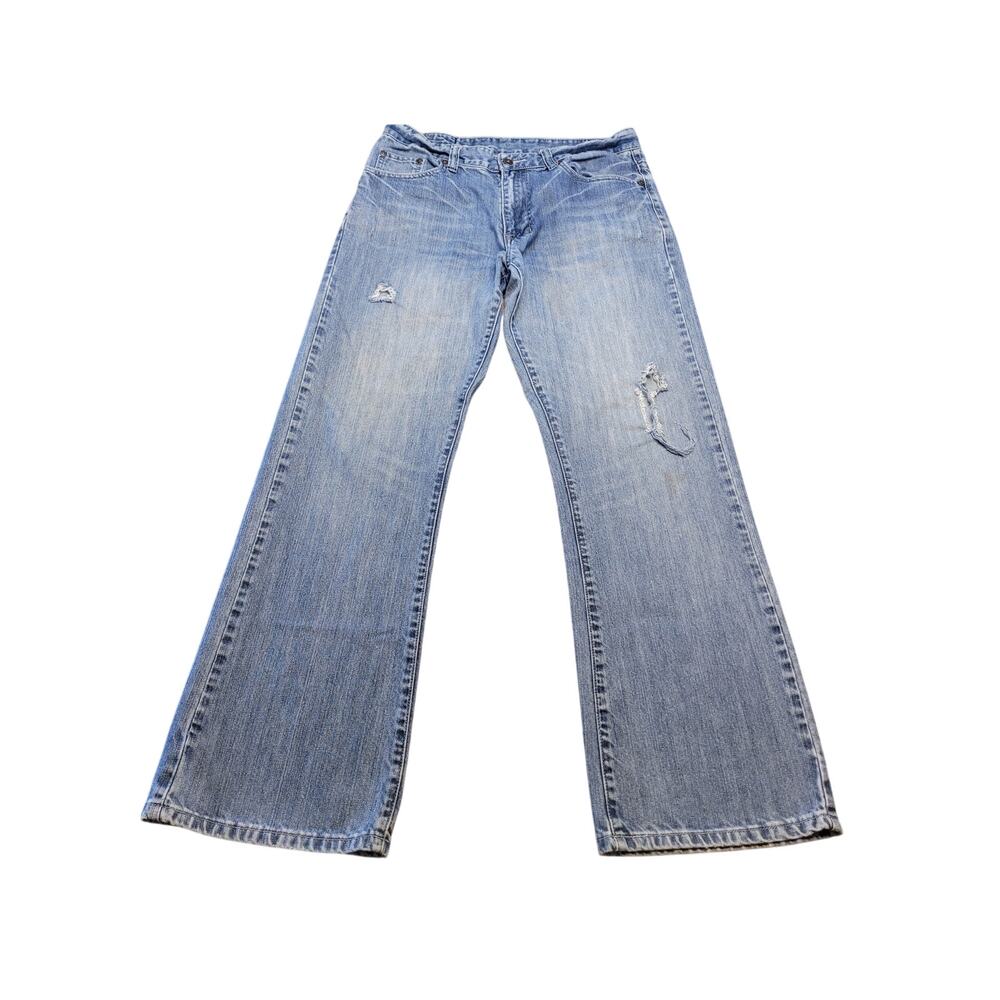 FlyPaper Men’s Straight Jeans – Size 32x32 – Blue Distressed Denim – EUC